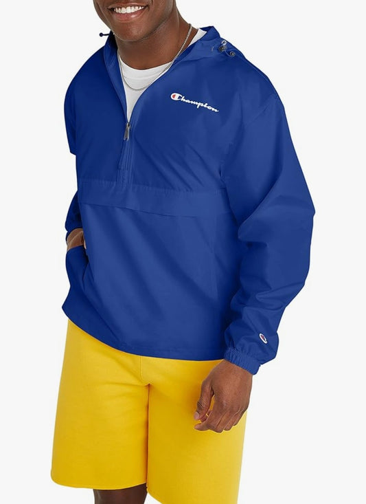 Champion Mens Jacket Stadium Packable Wind and Water Resistant JacketLarge Blue