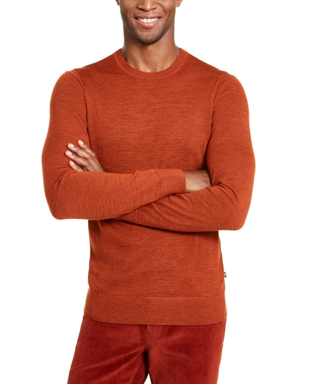 MICHAEL KORS Mens Merino Wool Crew Neck Pullover Sweater Color Burnt Orange New 