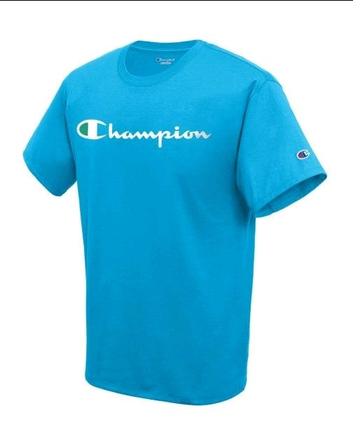 Champion Men's Script Logo Classic Short Sleeve T-Shirt Deep Blue Size XL NWT