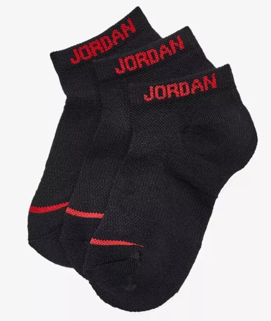 Air JORDAN Kids 3-Pack Jordan Basketball Low Cut Socks Black Size  10C-3Y NWT