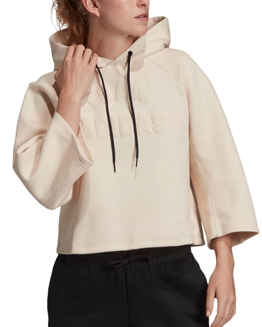 Adidas Women's Hoodie Pullover Crop Wide Sleeve Activewear Track Top XS NWT