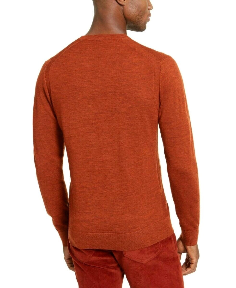 MICHAEL KORS Mens Merino Wool Crew Neck Pullover Sweater Color Burnt Orange New 