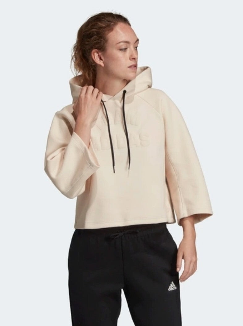 Adidas Women's Hoodie Pullover Crop Wide Sleeve Activewear Track Top XS NWT