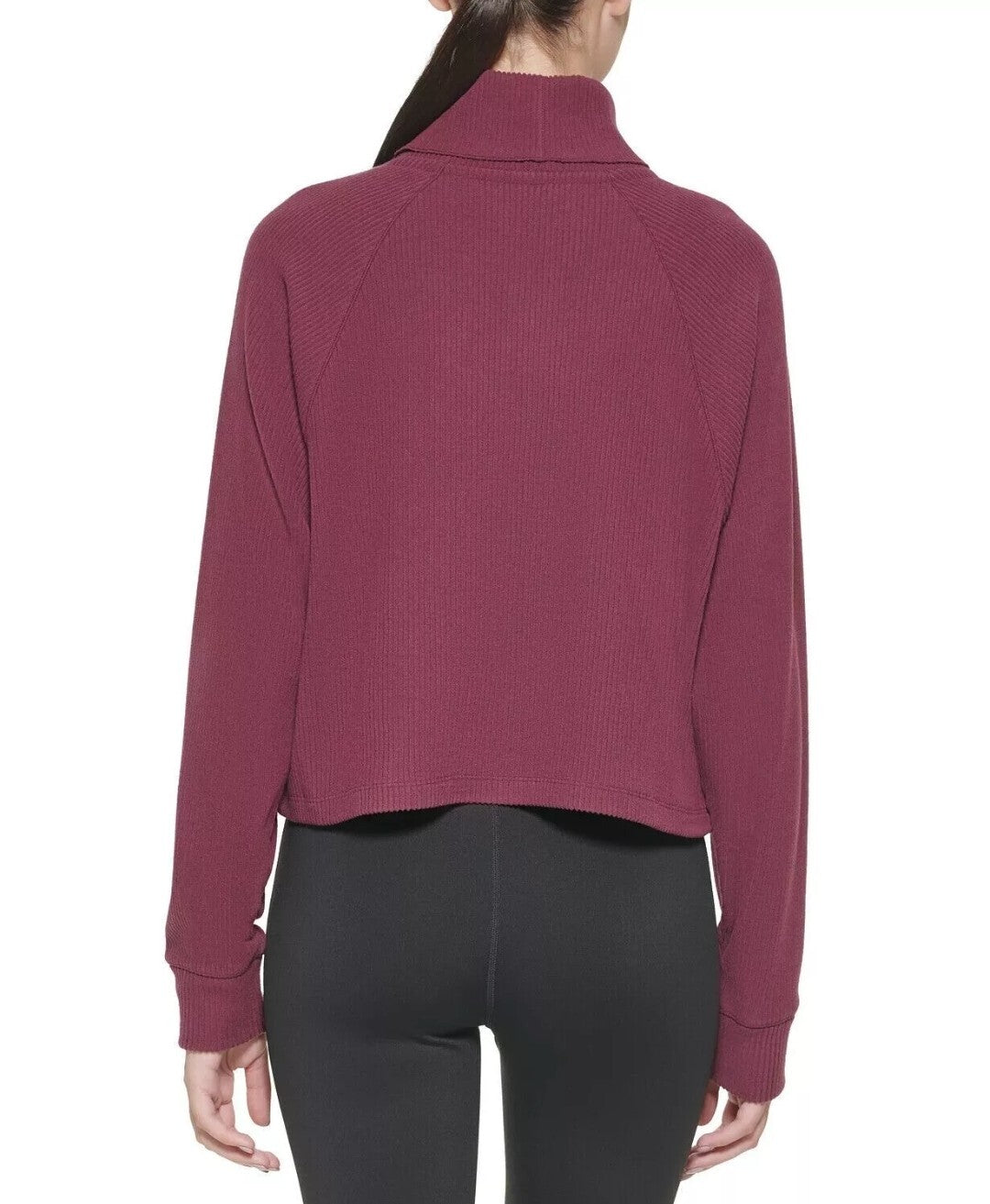 Calvin Klein Women's Performance Ribbed Long-Sleeve Turtleneck, Garnet Large NWT
