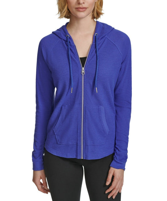 Calvin Klein Women's Performance Ruched-Sleeve Zip Hoodie Size XS Luna NWT