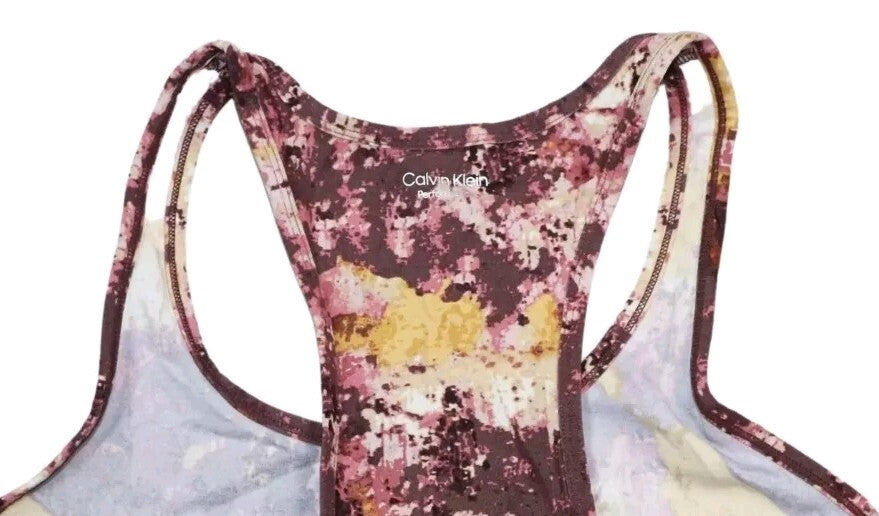Calvin Klein Women's Performance Printed Racerback Crop Tank Top Stardust NWT