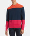 Calvin Klein Mens Colorblocked Cotton Blend Stripe Sweater Lrg Blue Orange Pink