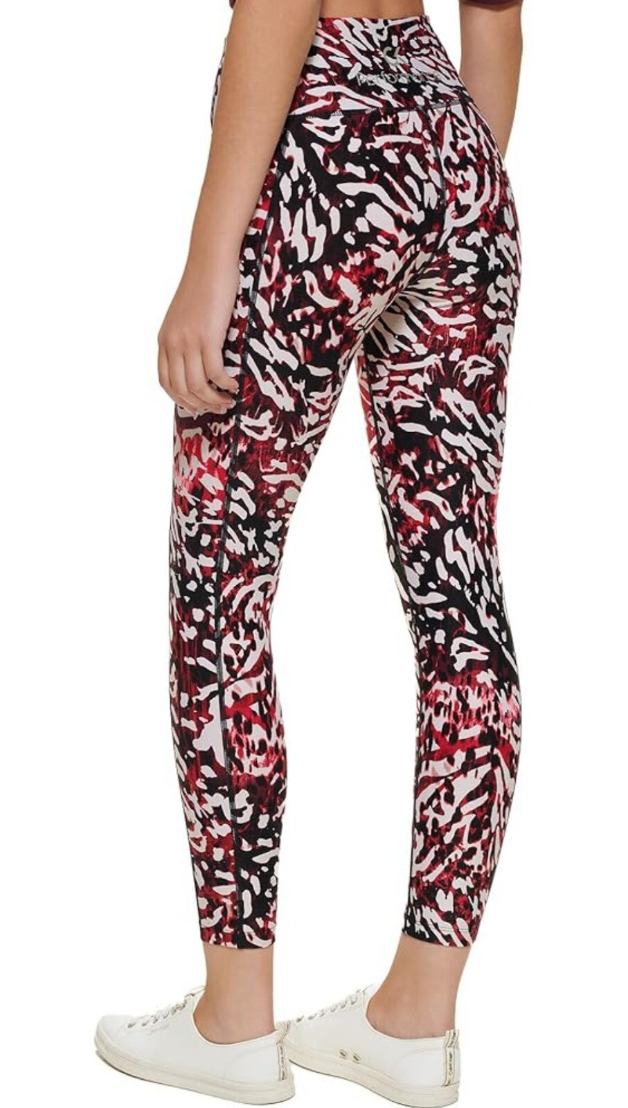 Calvin Klein Women's Printed High-waist Leggings With Pocket Ram Garnet NWT