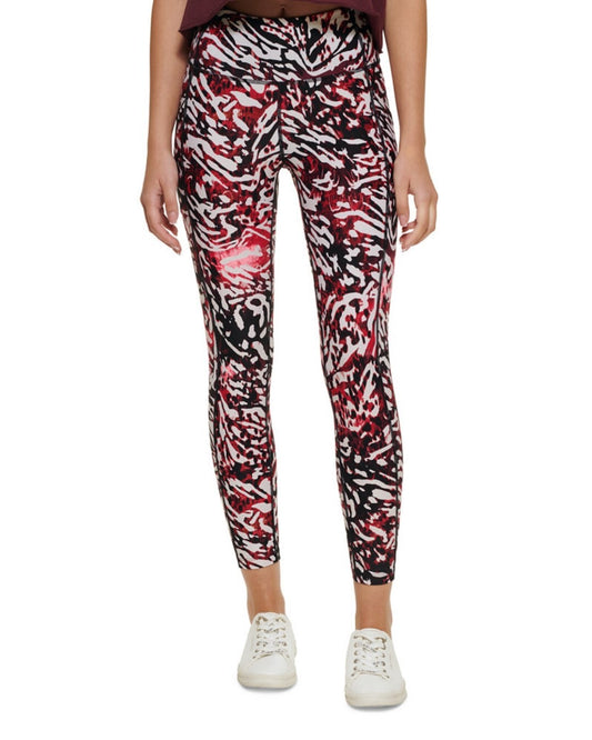 Calvin Klein Women's Printed High-waist Leggings With Pocket Ram Garnet NWT