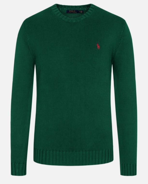 Polo Ralph Lauren Men's Sweater Cotton Knit Round Neck Green Size XL