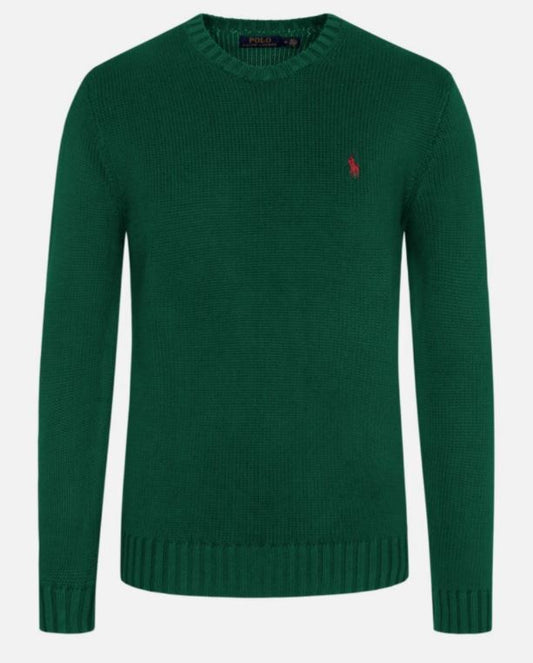 Polo Ralph Lauren Men's Sweater Cotton Knit Round Neck Green Size XL