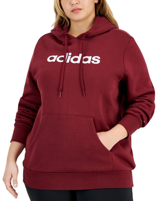 Adidas Women's Plus Size Trendy Pullover Logo Print Fleece Hoodie Red 3X NWT