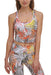 Calvin Klein Womens Printed Racerback Cropped Tank Top Medium  Waikiki Nu Beige 