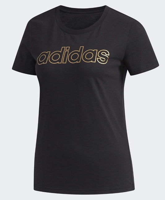 Adidas Women Essentials Branded Tee Black/Copper Metallic FL0164 X-Small New