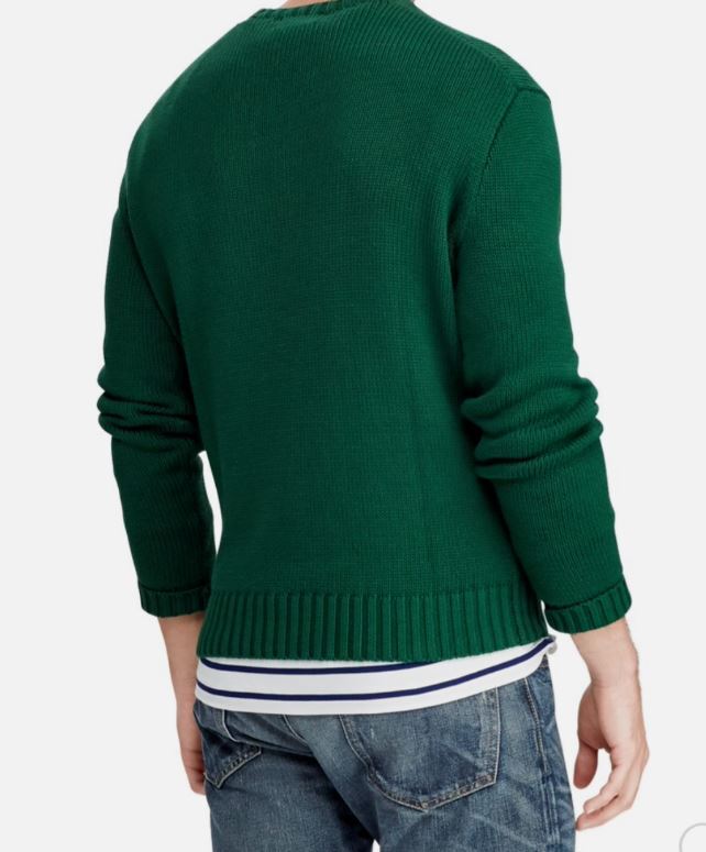 Polo Ralph Lauren Men's Sweater Cotton Knit Round Neck Green Size XL