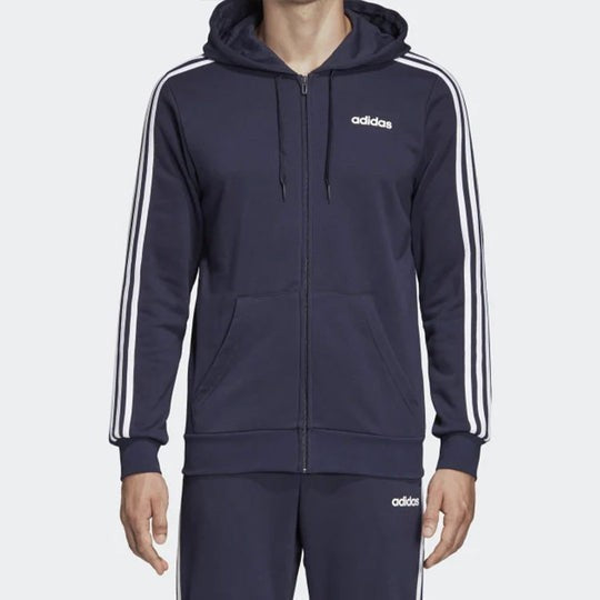 Adidas Men's Essentials 3 Stripes Fleece Full Zip Hoodie Small Legend Ink NWT