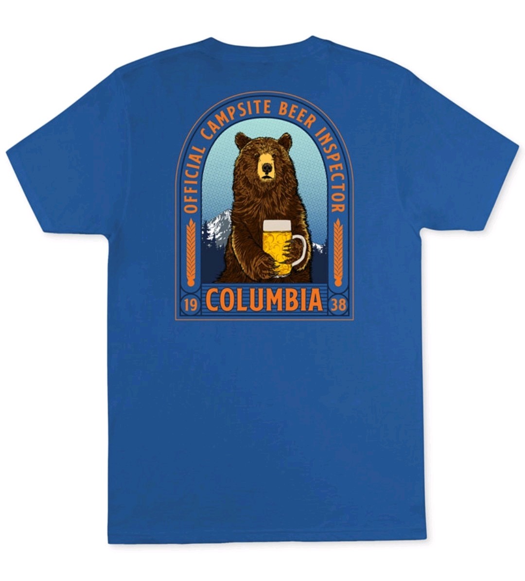 COLUMBIA Men's Classic Fit Bear Logo Graphic T Shirt Vivid Blue XXL NWT