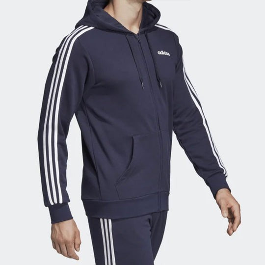 Adidas Men's Essentials 3 Stripes Fleece Full Zip Hoodie Small Legend Ink NWT