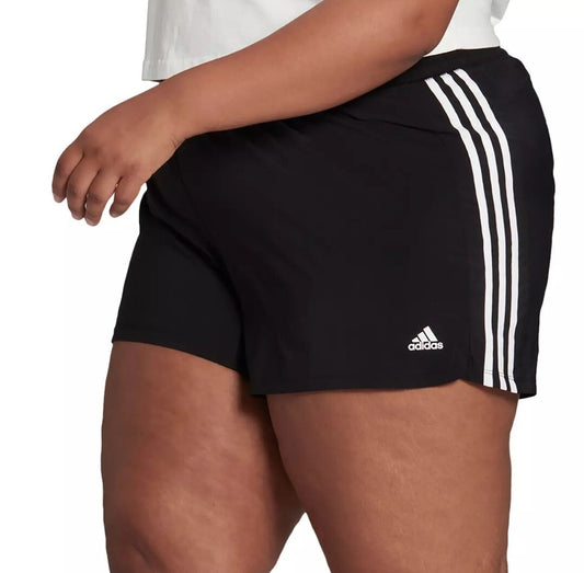 Adidas Women's Pacer 3-Stripes Woven Shorts Plus Size Black 1X, 3X, 4X NWT