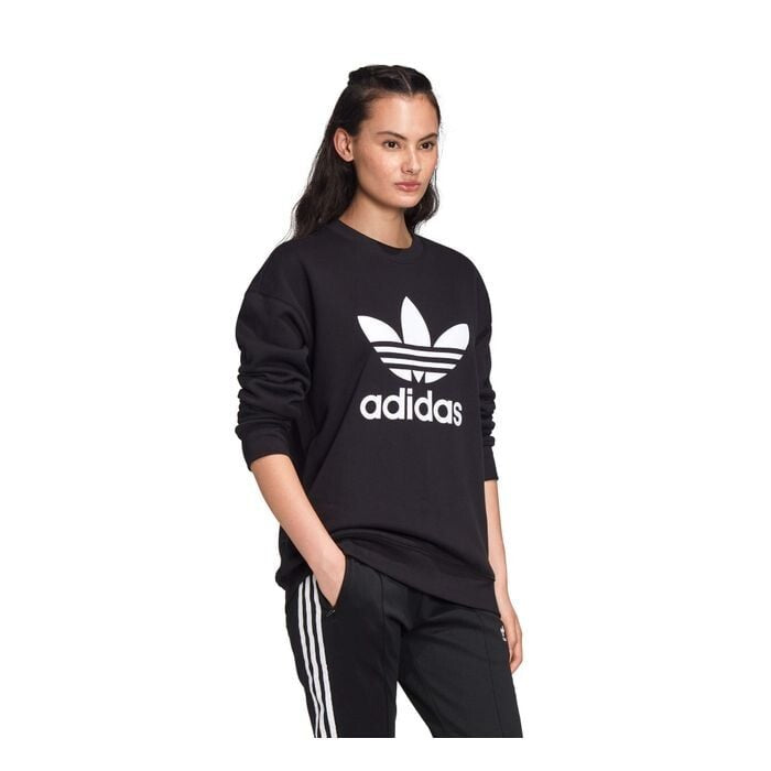 Adidas Women's originals Trefoil Crewneck Sweatshirt Black IB7431 Large NWT