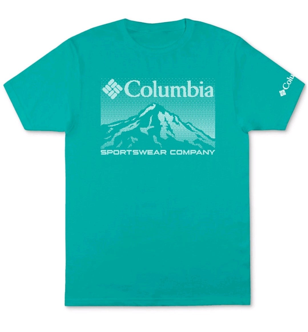Columbia Men's LCD Mountain Graphic Short Sleeve Regular Fit T-Shirt Small Aqua