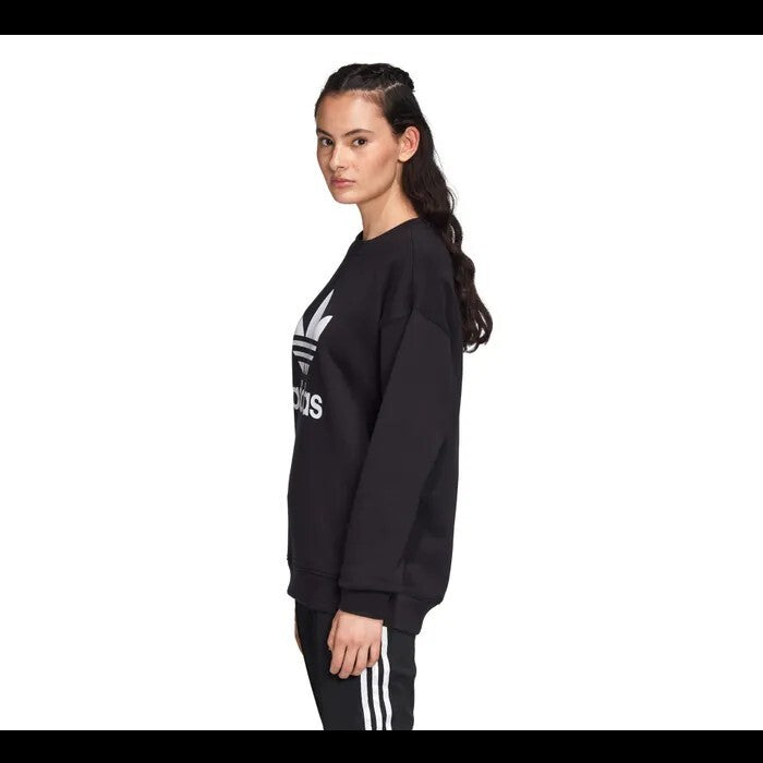Adidas Women's originals Trefoil Crewneck Sweatshirt Black IB7431 Large NWT