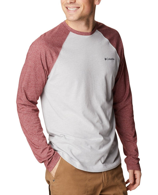 Columbia Men's Hills Logo Graphic Crewneck Raglan Sleeve T-Shirts XXL Grey / Red