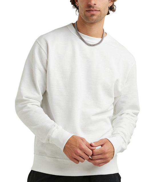 Champion Mens Powerblend Fleece C Logo Crewneck Sweatshirt White Size 2XL NWT