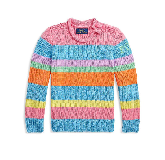 Polo Ralph Lauren Girls' Striped Cotton Rollneck Sweater - Little Kid, Big Kid