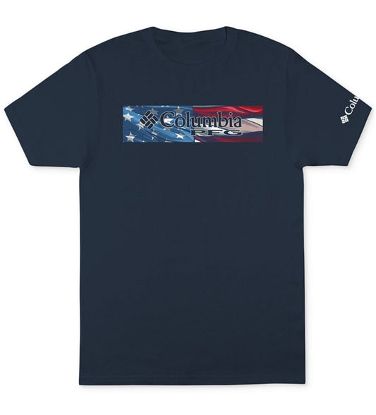 Columbia Men's Americana Performance PFG Logo Print T-Shirt Size Small Navy New