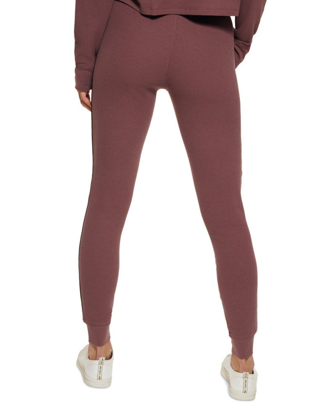 Calvin Klein Womens Logo-Tape Thermal High-Waisted Leggings Color Java Small NWT