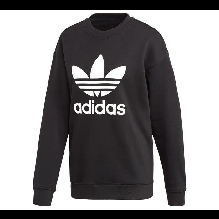Adidas Women's originals Trefoil Crewneck Sweatshirt Black IB7431 Large NWT