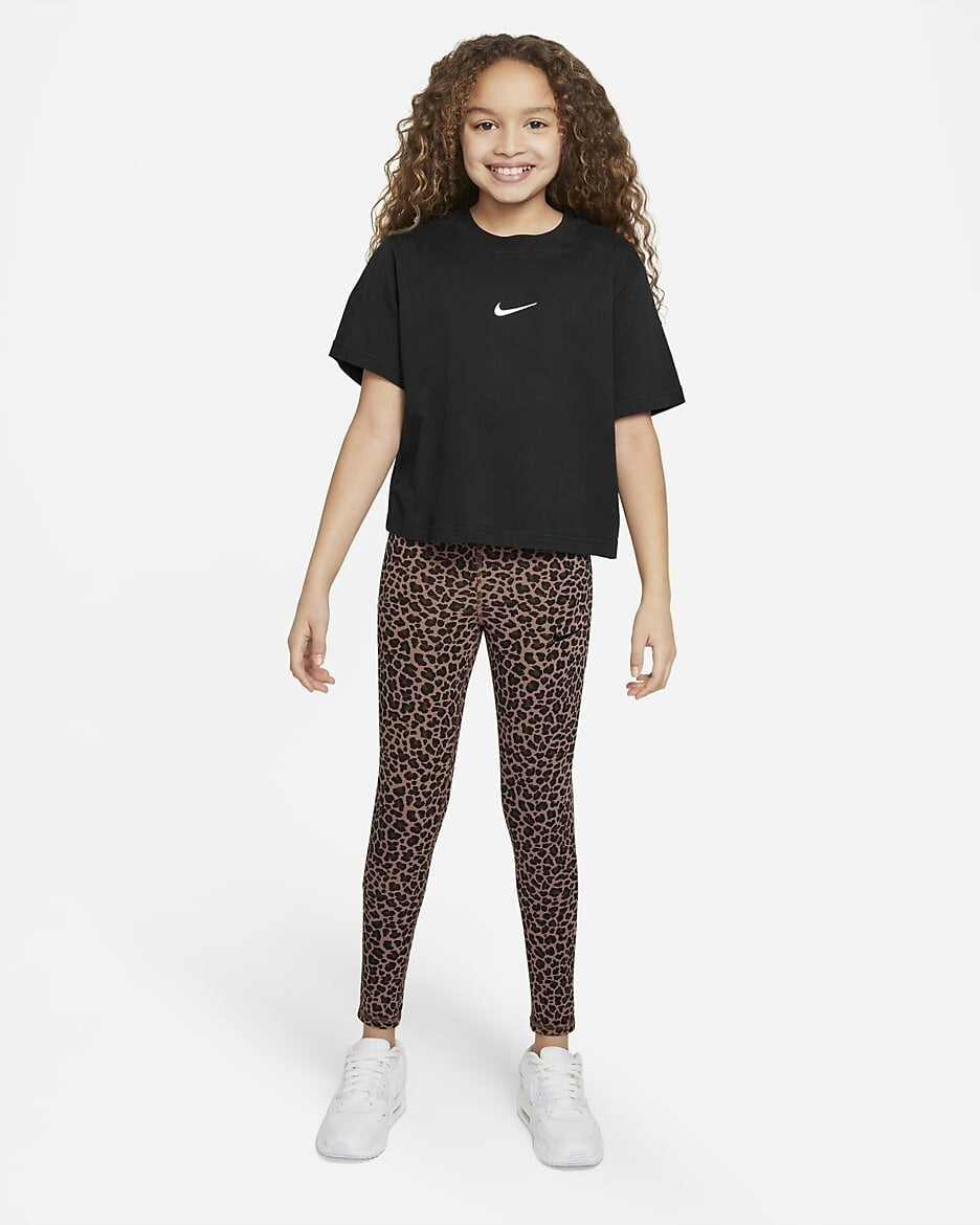 Nike Girls Sportswear FavoritesBig Kids Leopard Printed Tight Fit LeggingsNew