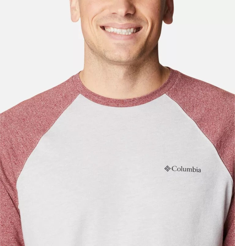 Columbia Men's Hills Logo Graphic Crewneck Raglan Sleeve T-Shirts XXL Grey / Red