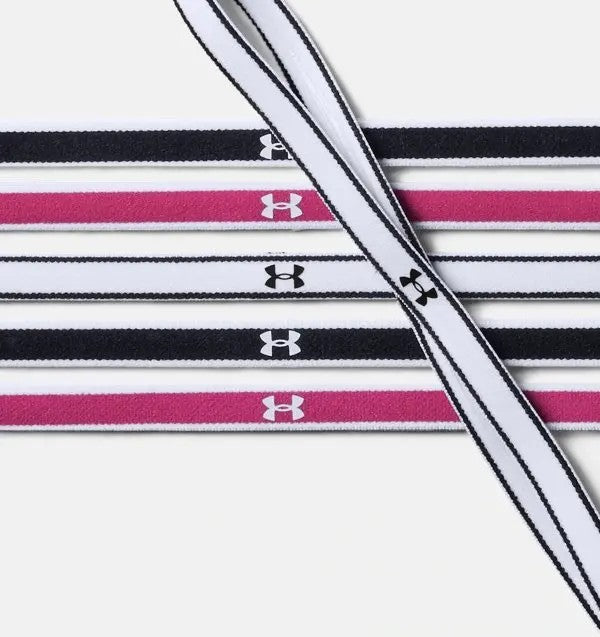 Under Armour Womens UA Mini Headband 6-Pack in Black, Sky Pink, White 1286016-00