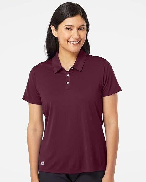 Adidas Women's Performance Sport Polo Golf Shirt Size Large Color Maroon NWT