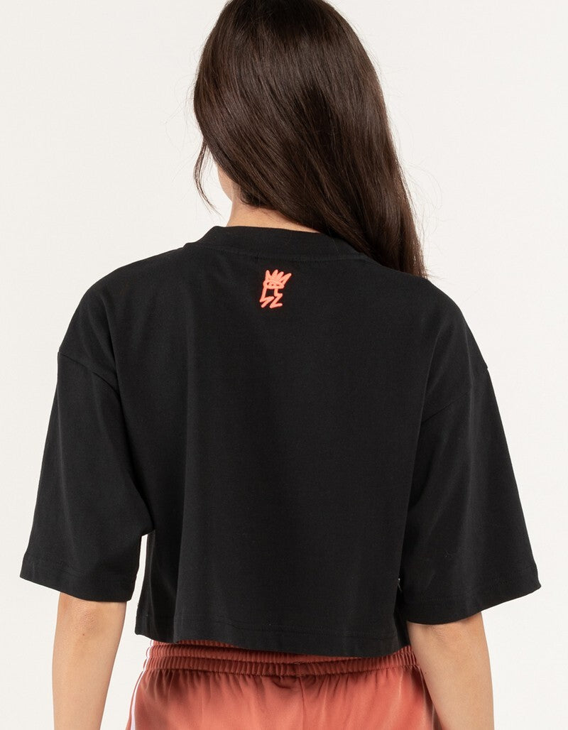 Adidas Women's Originals X Kris Andrew Love Unites Crop T-Shirt Black Large NWT