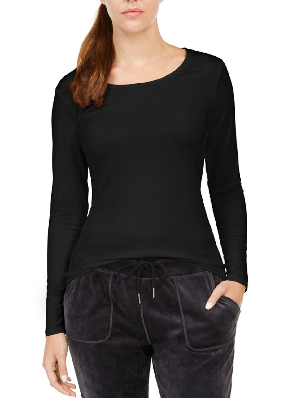 32 Degrees Women's Cozy Heat Long Sleeve Scoop Neck Top Black Size Medium New 