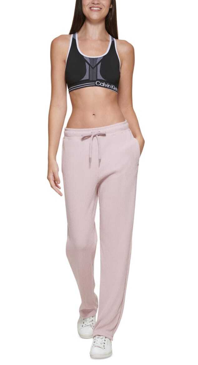 Calvin Klein Women's Performance High Waist Ribbed Jogger Relaxed Sweatpants NWT