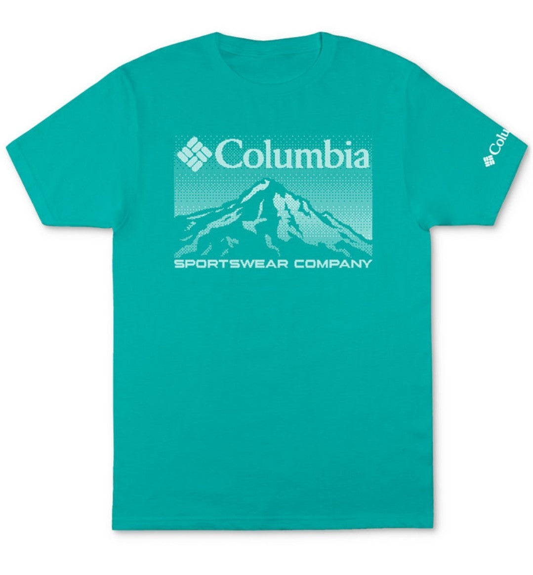 Columbia Men's LCD Mountain Graphic Short Sleeve Regular Fit T-Shirt Small Aqua