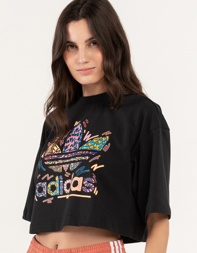 Adidas Women's Originals X Kris Andrew Love Unites Crop T-Shirt Black Large NWT