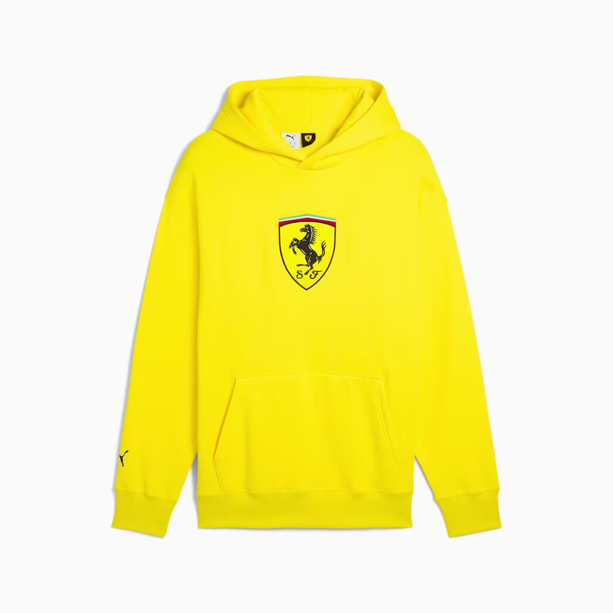 Puma Men's Regular Fit Scuderia Ferrari Race Big Shield Hoodie Yellow Medium