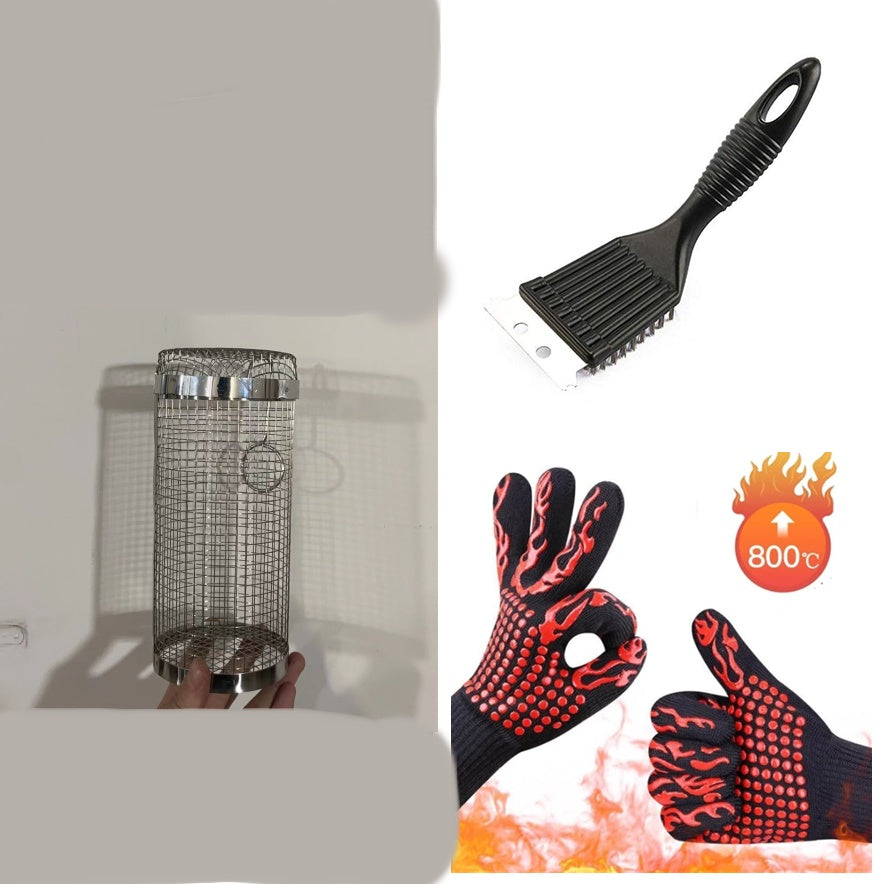 Rolling Grilling Basket Metal BBQ Basket