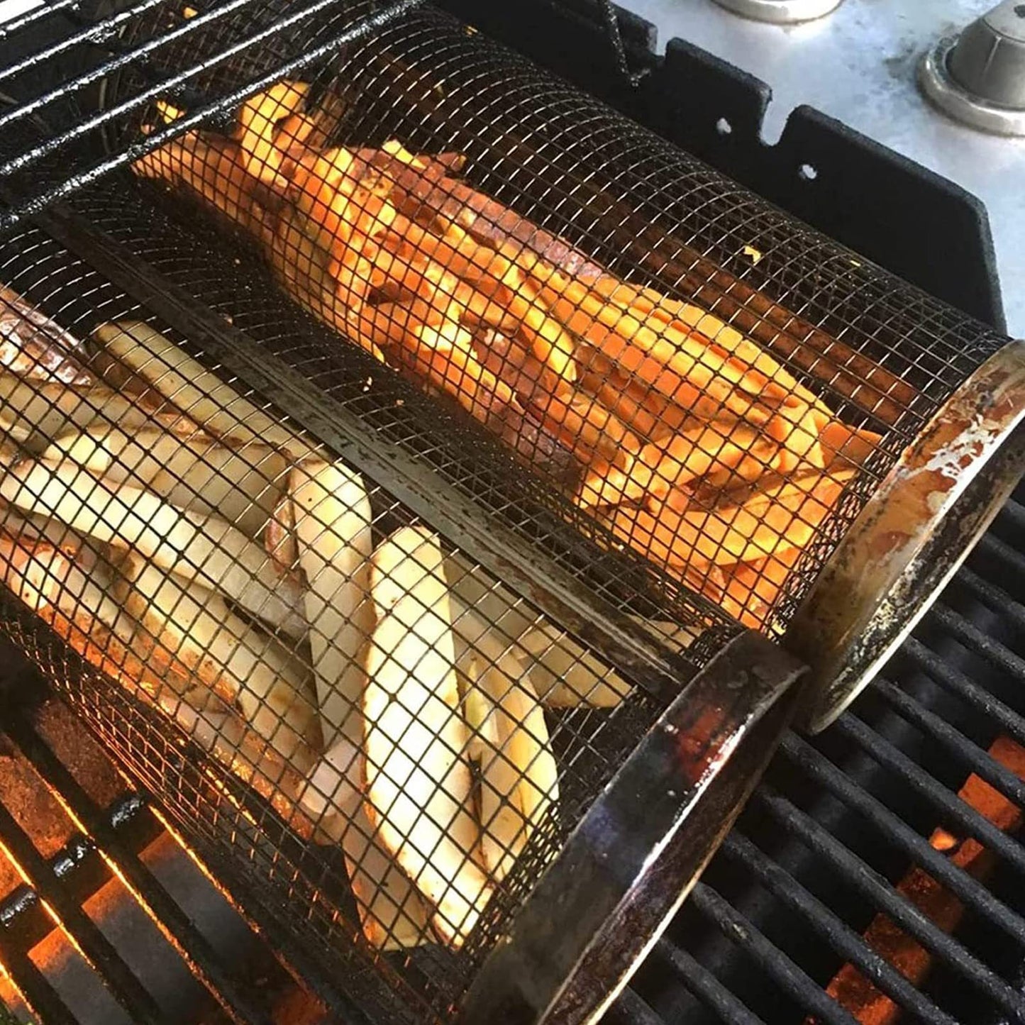 Rolling Grilling Basket Metal BBQ Basket