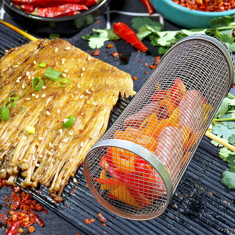 Rolling Grilling Basket Metal BBQ Basket