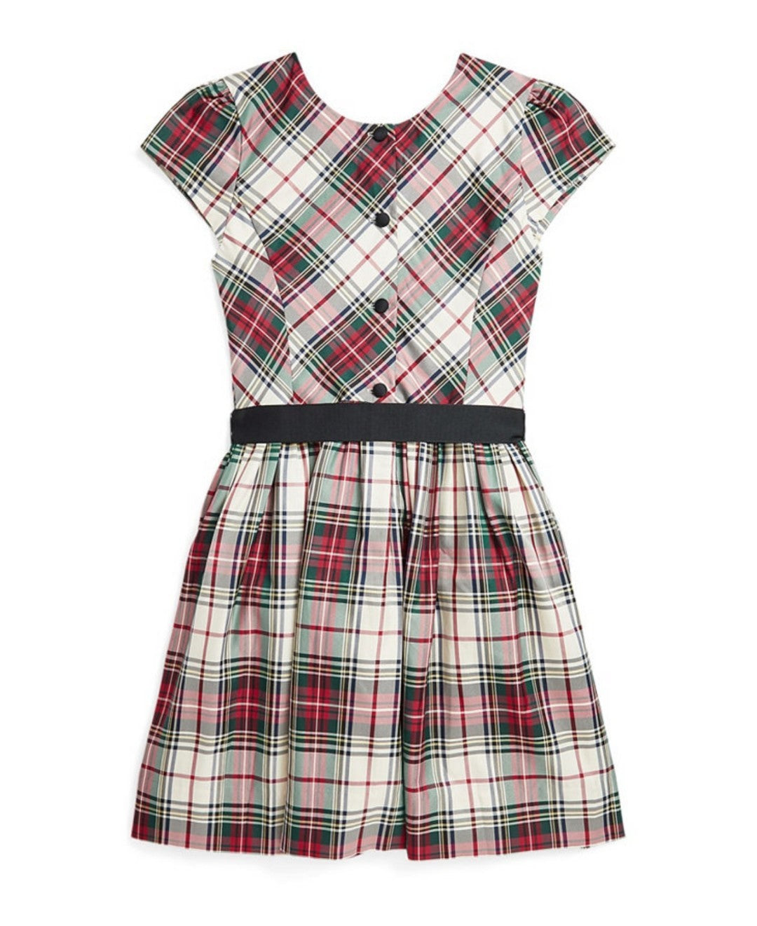 Polo Ralph Lauren Girls Big Kids Plaid Twill Fit & Flare Dress Color Cream New