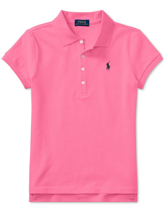 Polo Ralph Lauren Girls Big Kids Cotton Stretch Mesh Polo Pink XL (16) New