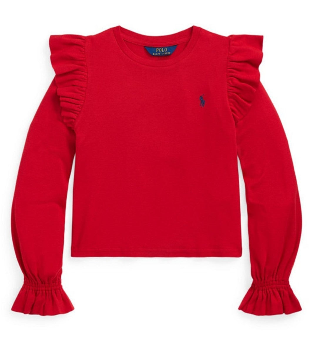Polo Ralph Lauren Big Girls Ruffled Cotton Modal Long Sleeve Sweatshirt Red XL