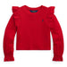 Polo Ralph Lauren Big Girls Ruffled Cotton Modal Long Sleeve Sweatshirt Red M