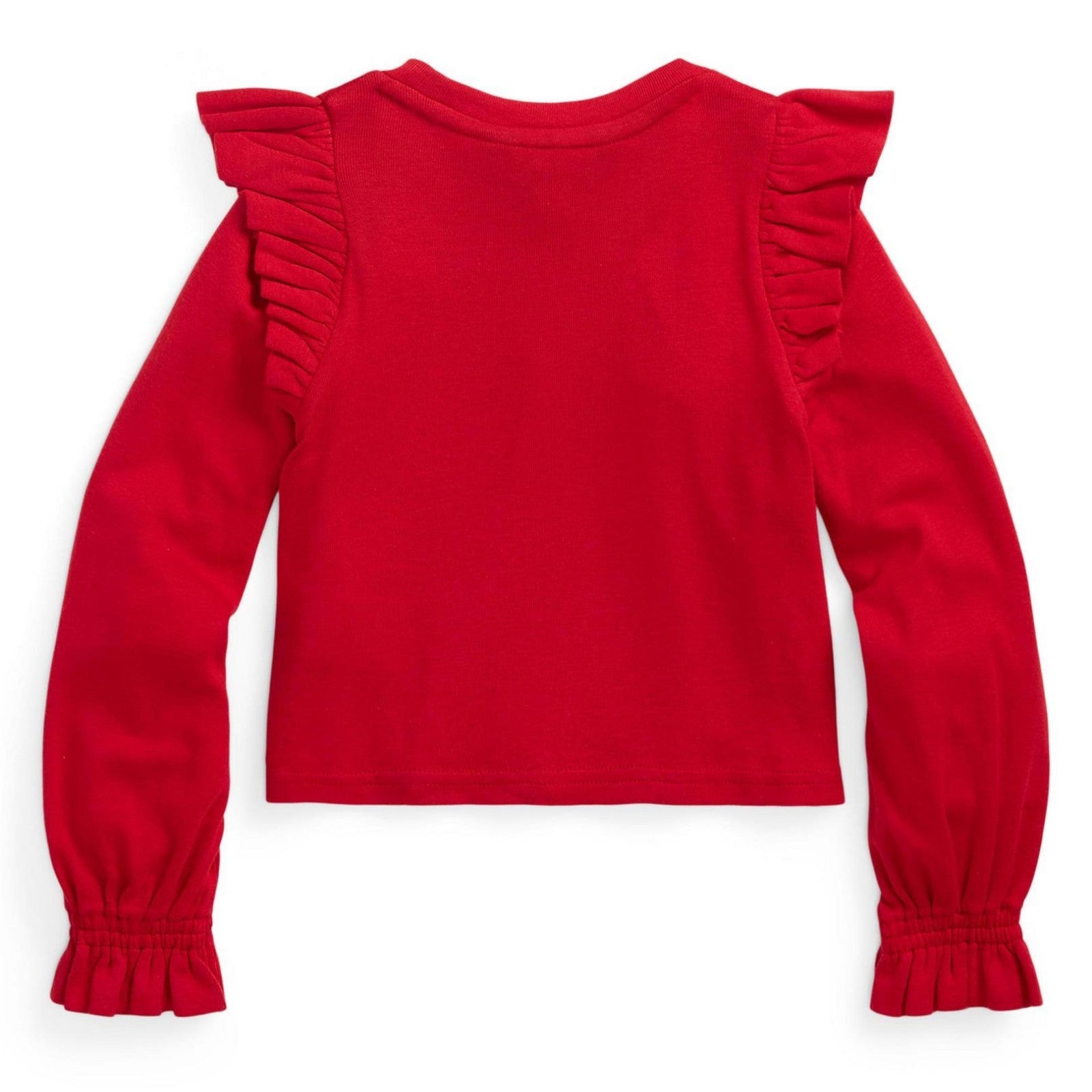 Polo Ralph Lauren Big Girls Ruffled Cotton Modal Long Sleeve Sweatshirt Red XL